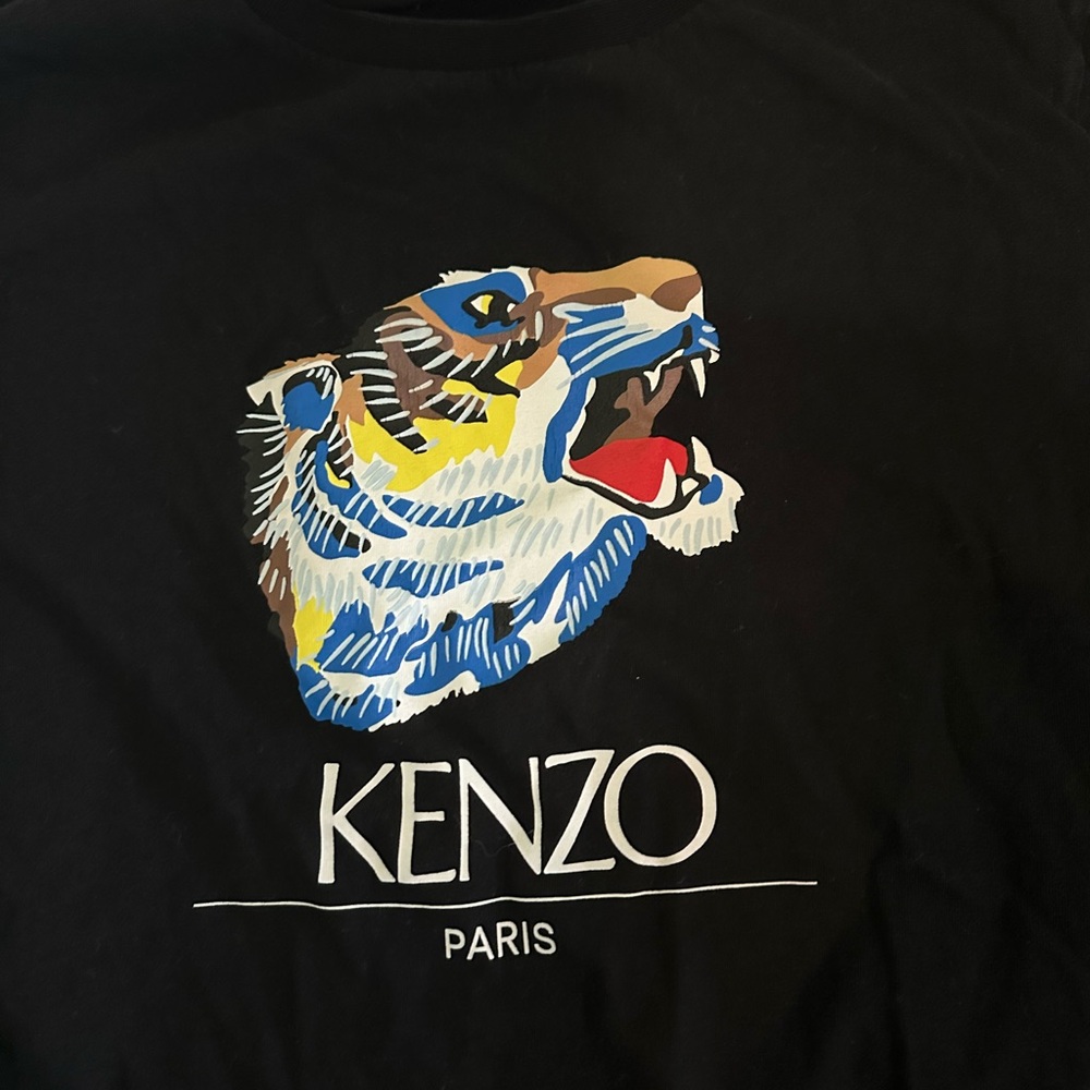 Kenzo Black Tee with Colorful Tiger Design
